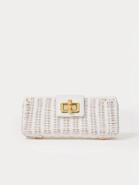 NWT Lilly Pulitzer Leena Wicker Clutch in Resort White